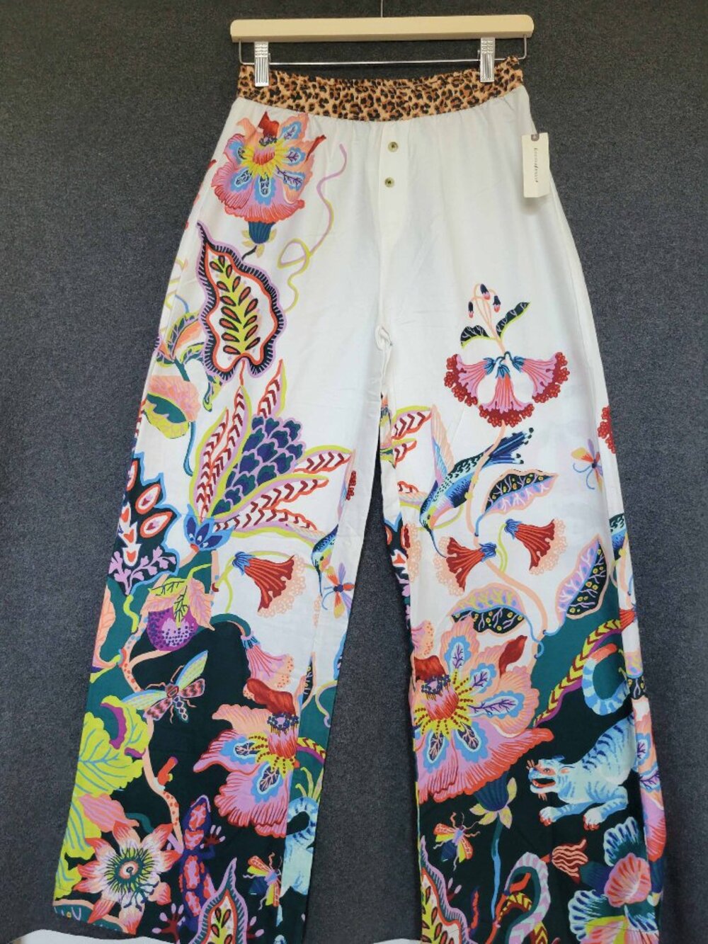Anthropologie /Sarah Gordon Botanical Wide Leg Pants Loungewear Cotton Artsy XS